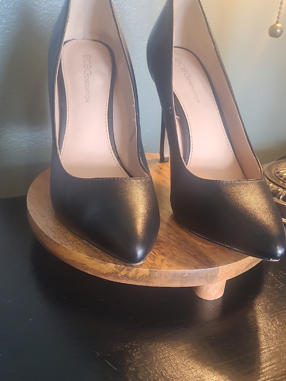 BCBGeneration Black Pointed-Toe Stiletto Pumps - Sleek Leather Look